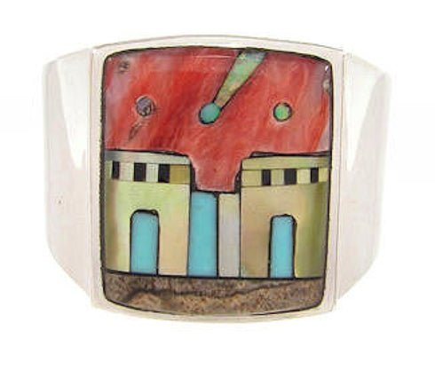 Native American Jewelry Silver Multicolor Ring Size 9-3/4 YS64588